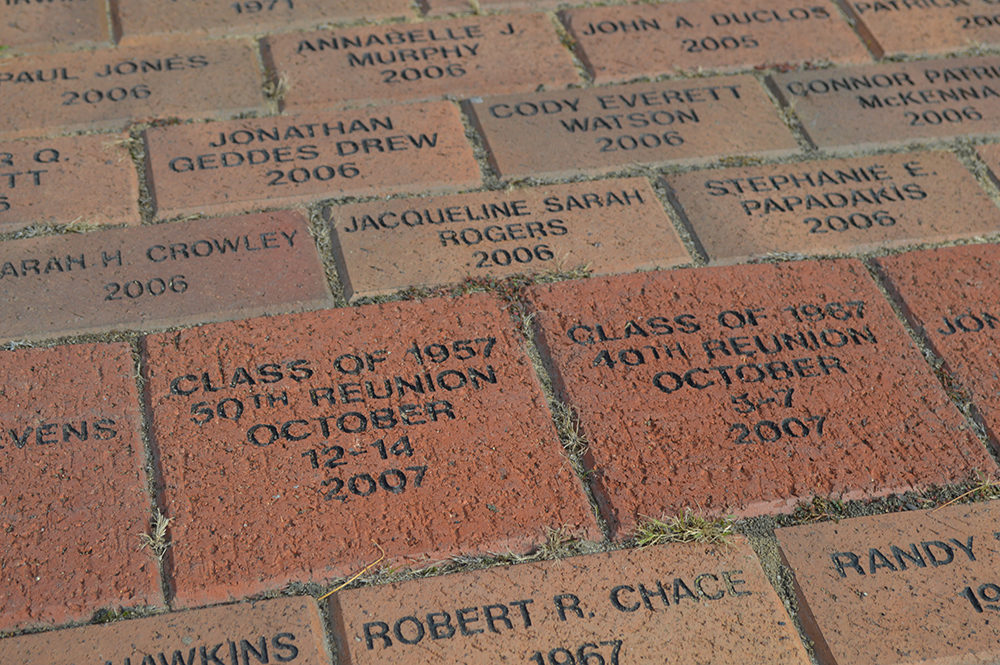 Alumni brick walk close up